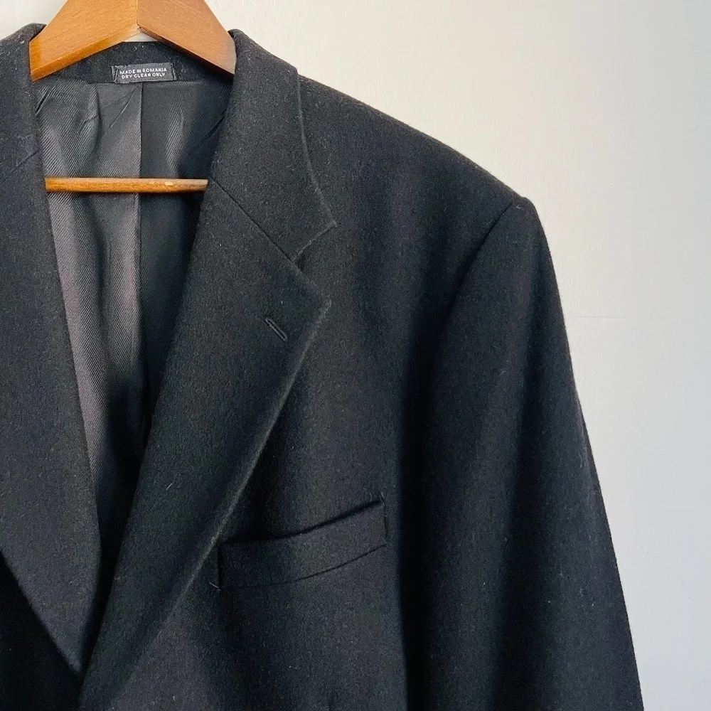 Oscar de La Renta Men Wool and‎ Cashmere Classic Black Blazer Suit Jacket 44R